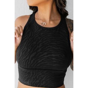 Celestial Bodiez Cropped ‘Power Tank’ Top in 'Black Zebra' Size Medium